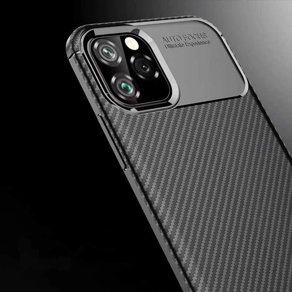 Gpack Apple iPhone 11 Pro Kılıf Negro Karbon Dizayn SilikonNano Glass - 3