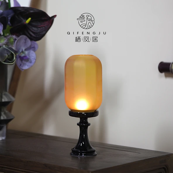 Çin Zen Tarzı Aromaterapi Mumluk Antika Abajur Seramik Çay Odası Işığı - Beyaz - 8