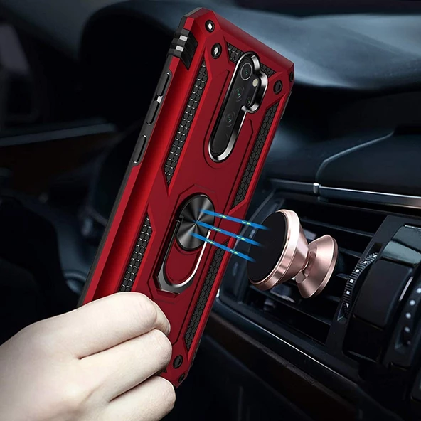 Gpack Xiaomi Redmi Note 8 Pro Kılıf Vega Standlı Yüzüklü MıknatıslıNano Glass - 3