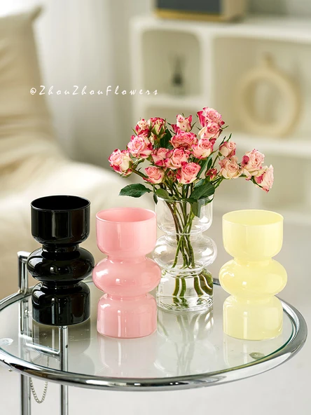 Fransız Tarzı Cam Vazo - Porselen Pembe - 2