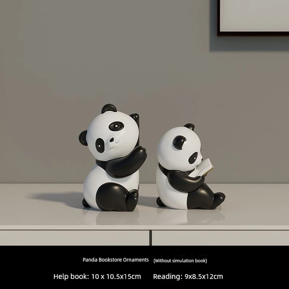 Sevimli Panda Reçine Süsü - Panda Kitap Süsleri (Simülasyon Kitaplar Hariç)