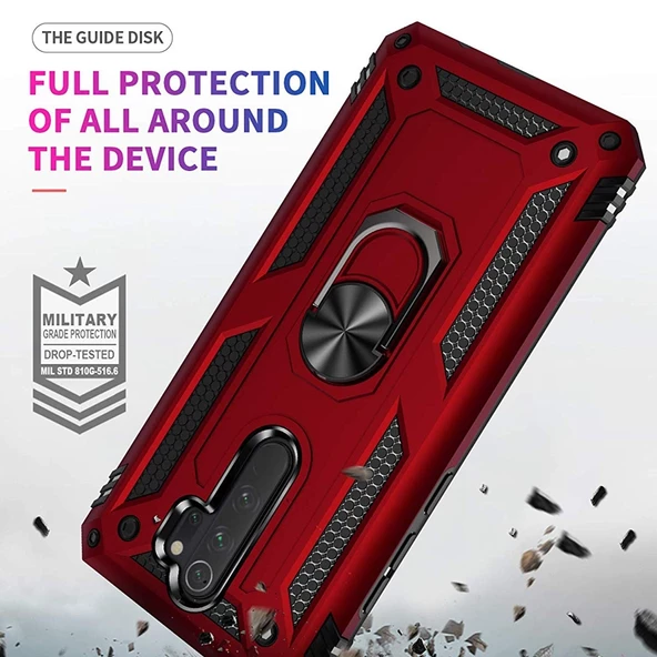 Gpack Xiaomi Redmi Note 8 Pro Kılıf Vega Standlı Yüzüklü MıknatıslıNano Glass - 4