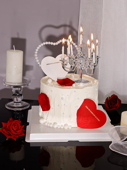 Sevgililer Günü Mum Tatlı Dekorasyon Seti - 1 Set - 8
