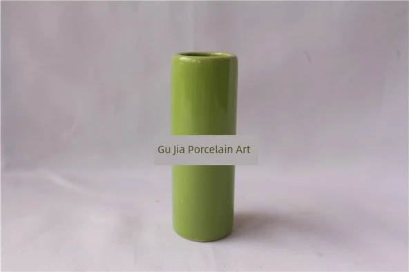 Silindir Seramik Vazo - Açık Yeşil 3.6x10cm