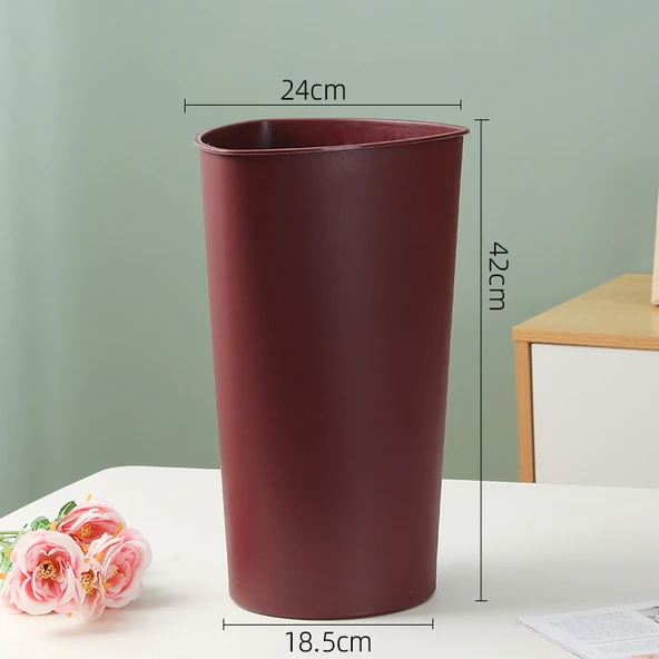 Modern Plastik Çiçek Kovası Vazo - Kahverengi - Büyük Boy (Model 2)