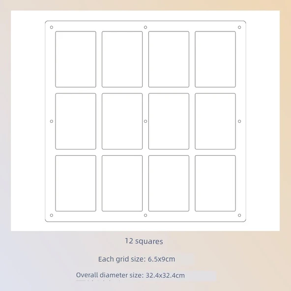 Manyetik Mini Fotoğraf Kartı Standı - 12 Izgaralı (Braketli) - 6.5x9cm