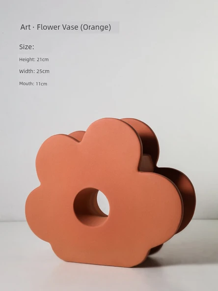 Seramik Morandi Sanat Vazo - Çiçek Vazosu - Turuncu