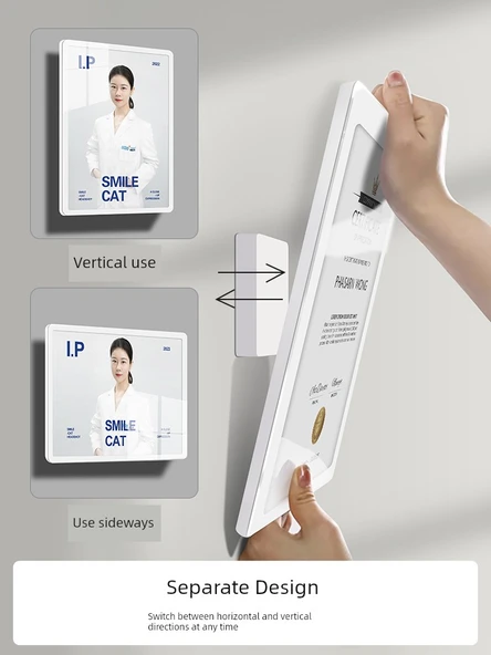 Akrilik Duvar Öğretmen Profil Fotoğraf Çerçevesi - A5 [148*210mm] 2. Nesil Siyah-Yatay ve Dikey - 2