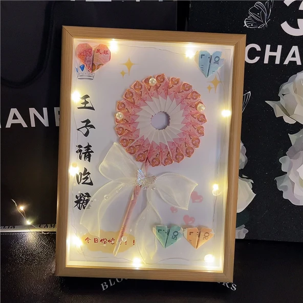 DIY Yaratıcı Fotoğraf Çerçevesi Lolipop Seti - Prens Şeker A - Çanta ve Lamba Dahil - 5