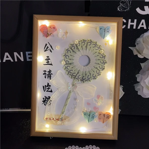 DIY Yaratıcı Fotoğraf Çerçevesi Lolipop Seti - Prenses Şeker A - Çanta ve Lamba Dahil - 2