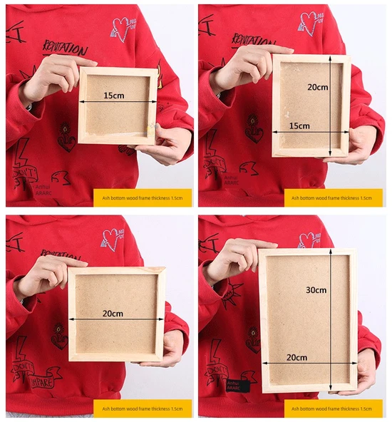 DIY Ahşap Resim Çerçevesi - Açık Gri Derin Oyuklu 15*20cm - 12