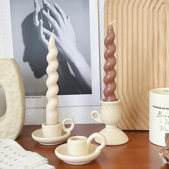 Seramik Aromaterapi Mumluğu - Siyah Kokulu Mum 2'li Paket - 7