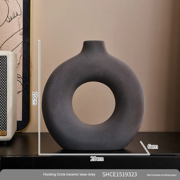 Seramik Retro Çin Vazosu - Mürekkep Siyahı - 20cm