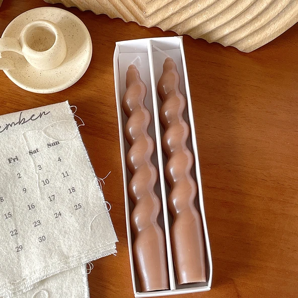 Seramik Aromaterapi Mumluğu - Kahverengi Kokulu Mum 2'li Paket
