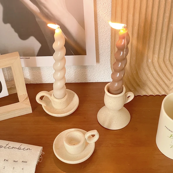 Seramik Aromaterapi Mumluğu - Siyah Kokulu Mum 2'li Paket - 8