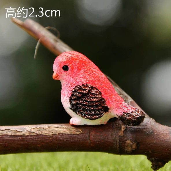 Çizgi Film Kuş Bebek Mini Figür - Mikro Peyzaj Bonsai Süsleme - Twist-Kırmızı