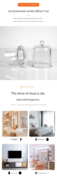 DIY Aromaterapi Mum Kristal Difüzör Cam Bardak - Küçük Boy Saklama Kabı Mum Bardağı 100ml - 9