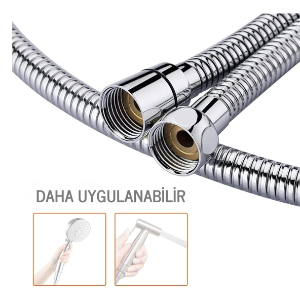 DESIPHON Paslanmaz Kopmaz Patlamaz Kaliteli Çelik Duş Hortumu Tüm Duş Setleri Ile Uyumlu - 200cm - 5