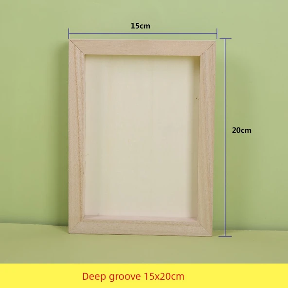 DIY Ahşap Resim Çerçevesi - Açık Gri Derin Oyuklu 15*20cm