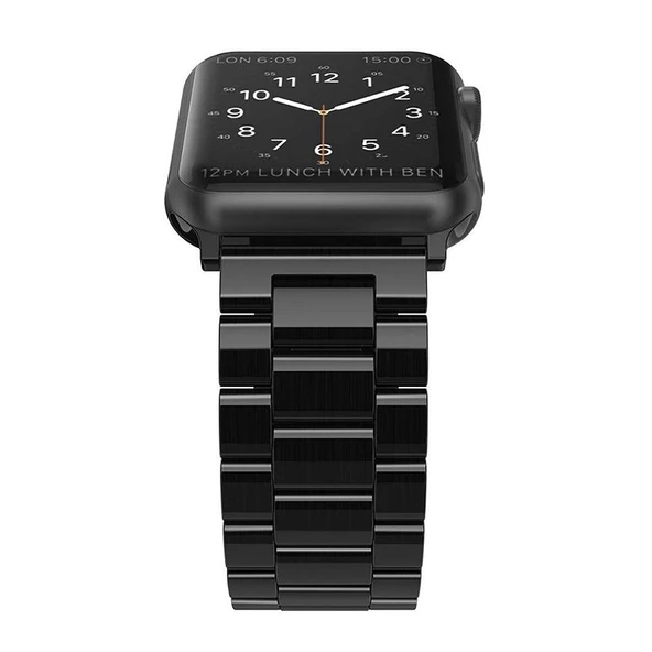 Gpack Apple Watch 44 mm Kılıf Metal Sıralı Kordon - 2