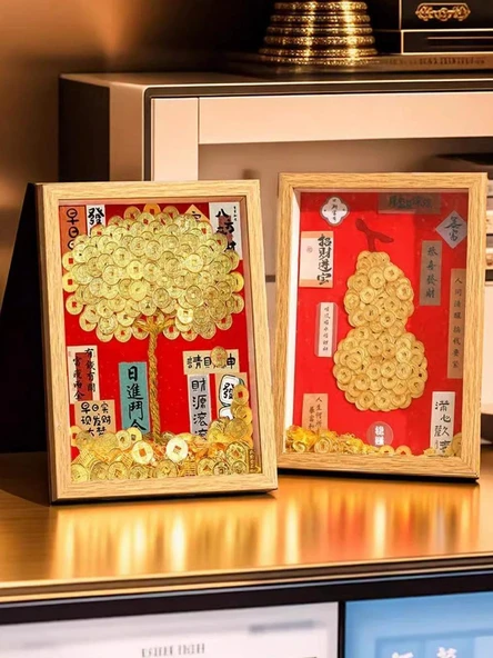 DIY Bakır Para Ağacı Fotoğraf Çerçevesi Malzeme Paketi - A4 - 6