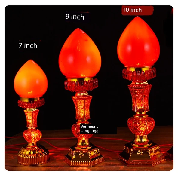 LED Çift Amaçlı Elektrikli Mumluk - Zenginlik Kristalli - 38cm - 9