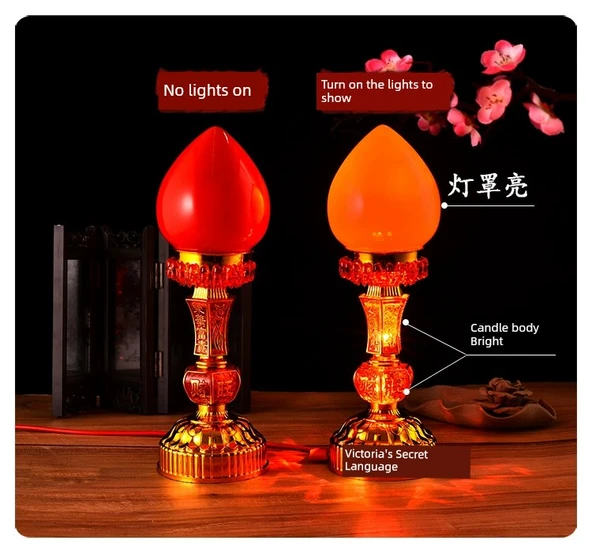 LED Çift Amaçlı Elektrikli Mumluk - Wangcai Model - 22cm - 10