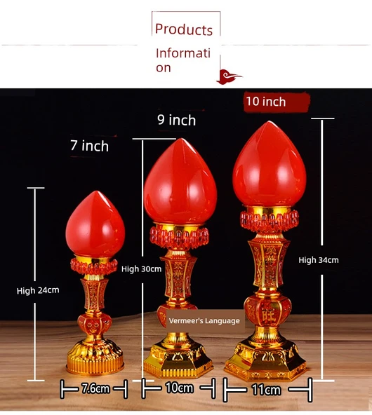 LED Çift Amaçlı Elektrikli Mumluk - Zenginlik Kristalli - 38cm - 7