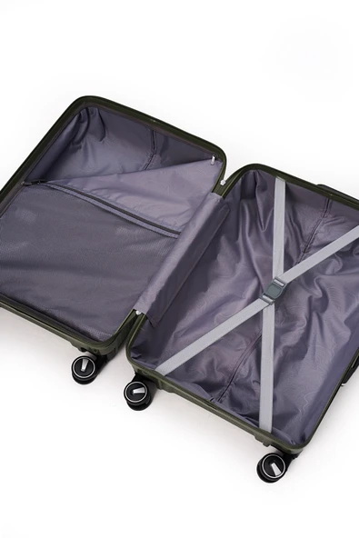 Elatae Exclusive Pro Polipropilen Kırılmaz 2'li Valiz Seti Büyük Boy - Orta Boy Haki 5239 - Resim 6