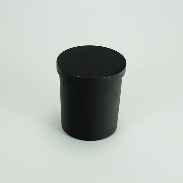 Siyah Cam Mumluk - Parlak Siyah Bardak 7x8.5cm + 75# Parlak Siyah Kapak (Plastik Halka) (200ml) - 4