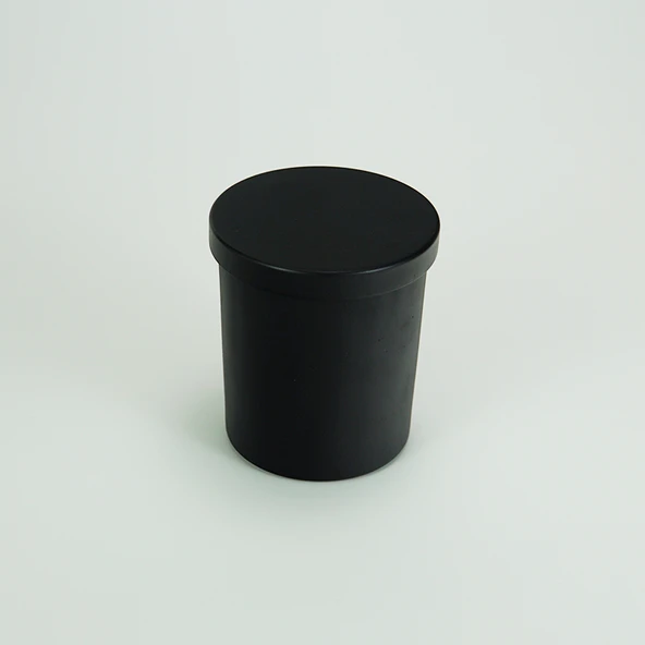Siyah Cam Mumluk - Parlak Siyah Bardak 7x8.5cm + 75# Parlak Siyah Kapak (Plastik Halka) (200ml) - 1