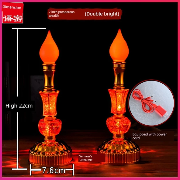 LED Çift Amaçlı Elektrikli Mumluk - Wangcai Model - 22cm