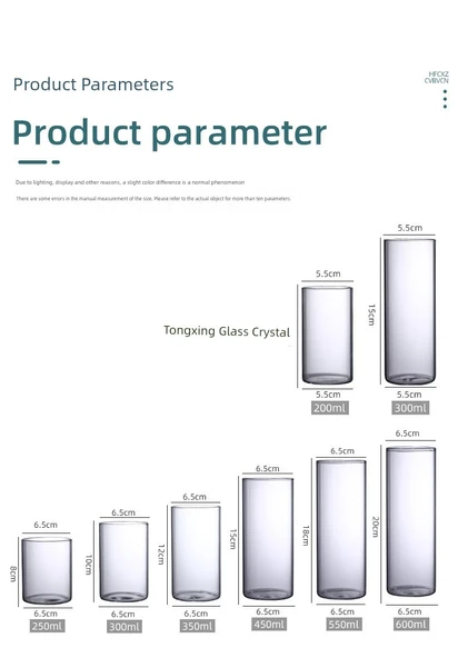 Borosilikat Cam Vazo - 6.5cm Çap 18cm Yükseklik 550ml - Resim 12