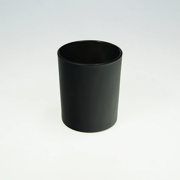 Siyah Cam Mumluk - Parlak Siyah Bardak 7x8.5cm + 75# Parlak Siyah Kapak (Plastik Halka) (200ml) - 6