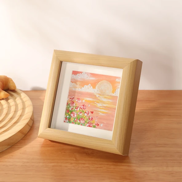 DIY El Yapımı Masa Duvar Fotoğraf Çerçevesi - 5 inç Yatay ve Dikey Çift Kullanım - Meşe - 6