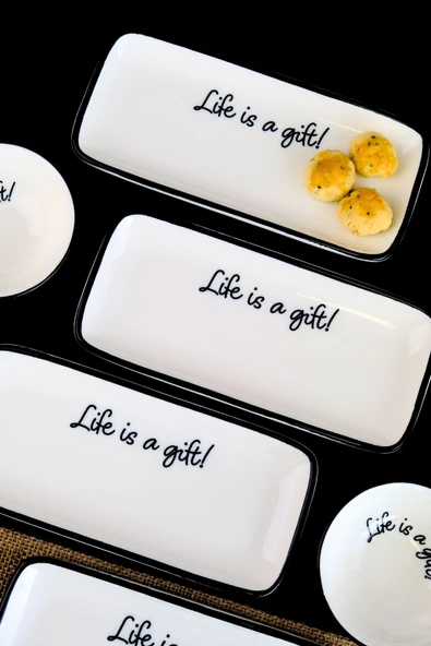 TABAK EVİ Motto Gift Kayık Tabak 4 lü 22x10x1cm - 3