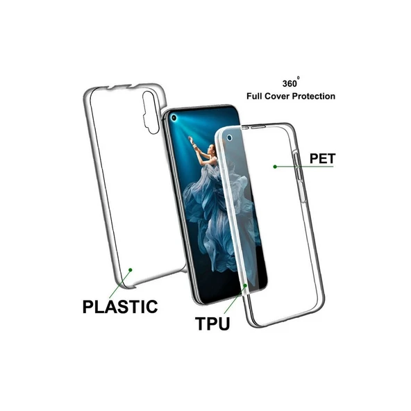 Gpack Huawei Nova 5T Kılıf Ön Arka  Silikon Koruma Renksiz - Resim 2