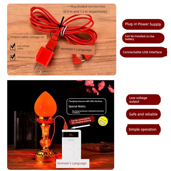 LED Çift Amaçlı Wangcai Elektrikli Mumluk - 24cm - 4