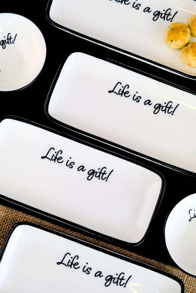 TABAK EVİ Motto Gift Kayık Tabak 4 lü 22x10x1cm - 2