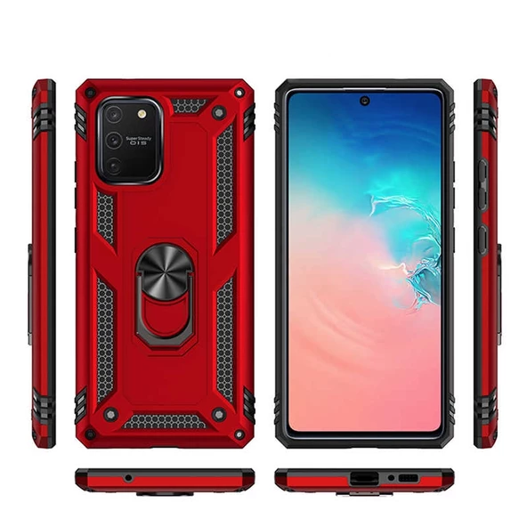 Gpack Samsung Galaxy S10 Lite Kılıf Tank Koruma Vega Standlı Yüzüklü Mıknatıslı - Resim 3