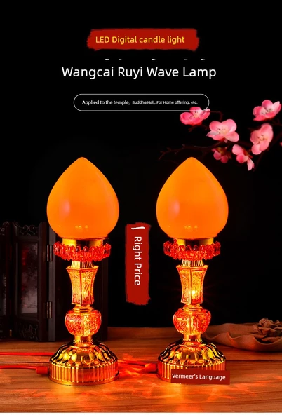 LED Çift Amaçlı Wangcai Elektrikli Mumluk - 24cm - 6