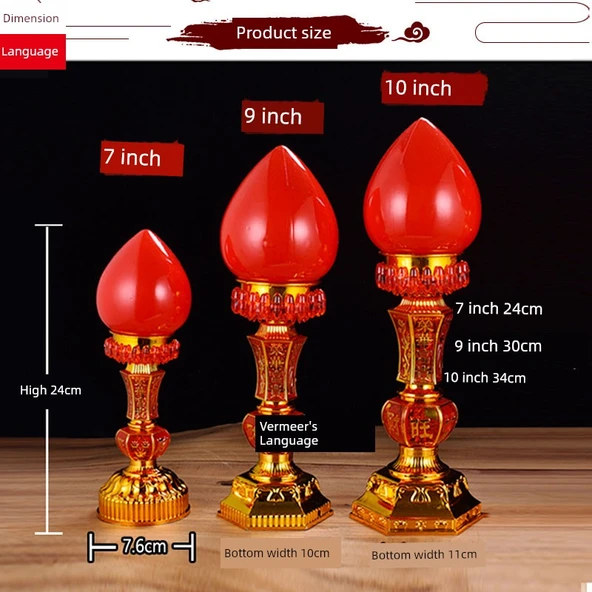 LED Çift Amaçlı Wangcai Elektrikli Mumluk - 24cm - 2