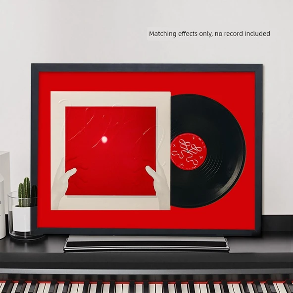 Gramofon Kayıt Saklama Fotoğraf Çerçevesi - Masif Ahşap Çerçeveli - 43.5x63.5cm - Model 2