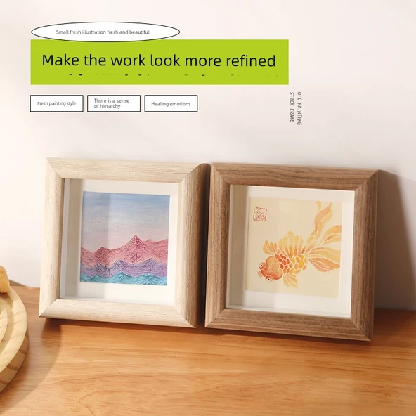DIY El Yapımı Masa Duvar Fotoğraf Çerçevesi - 4 inç Kare - Ahşap Rengi - 3