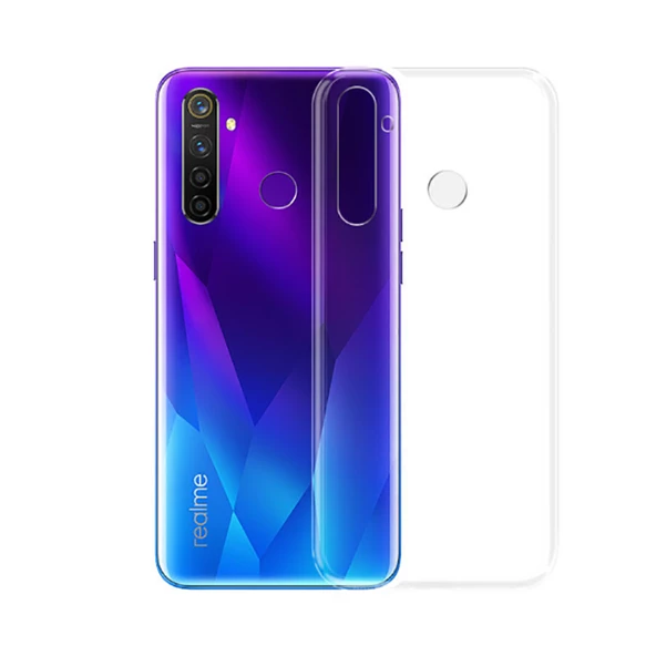 Gpack Realme 5 Pro Kılıf Süper Silikon Arka KorumaNano Glass