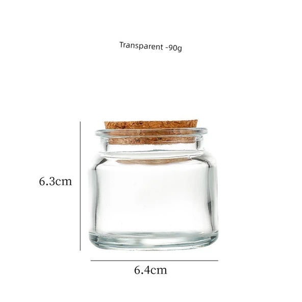 DIY Aromaterapi Mum Kabı - Mantarlı Cam Kavanoz - 100ml Şeffaf (Korksuz Boş Şişe)