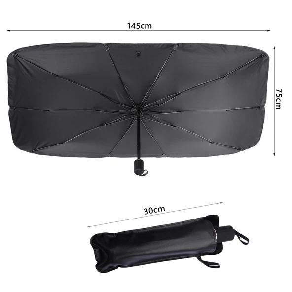 Glanz Araba Şemsiyesi Oto Katlanabilir Güneşlik Şemsiye Ön Cam Gölgelik Güneş Koruyucu 145-75cm - 4