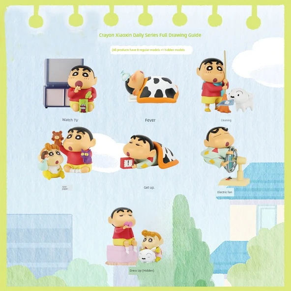 Crayon Shin-chan 6'lı Figür Seti - Tekrarsız - Baba Versiyonu