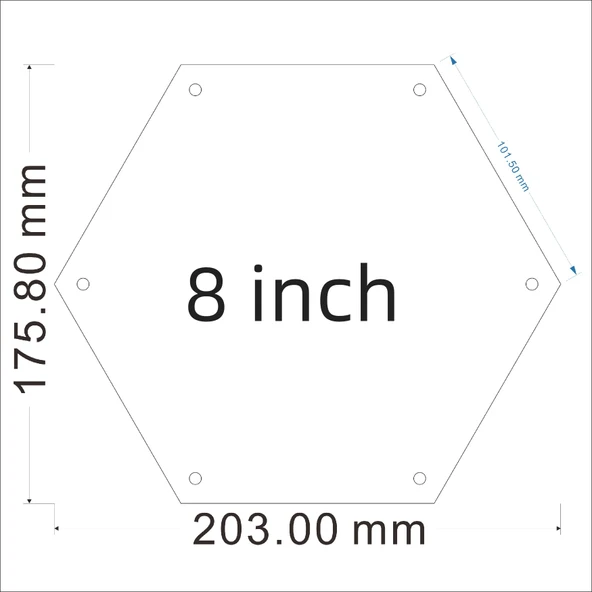 Akrilik Altıgen Manyetik Fotoğraf Çerçevesi - 16 inç (40.6cm) - (2+2)mm Kalınlık - 10