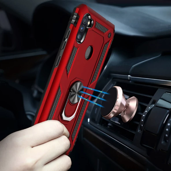 Gpack Samsung Galaxy A11 Kılıf Vega Standlı Yüzüklü MıknatıslıNano Glass - 3